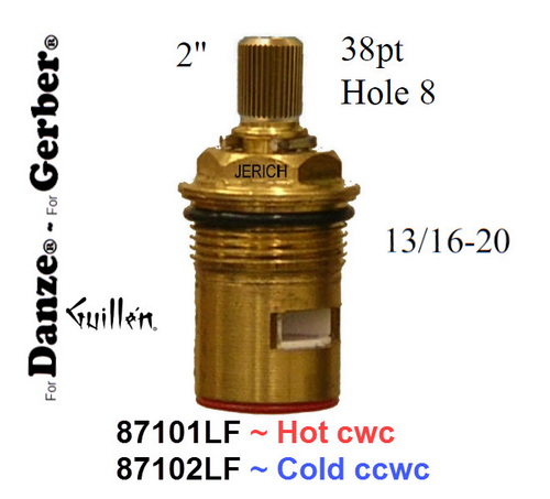 JER 87102LF::__ 2in 38pt; Cold ccwc; 1/4 turn brass ceramic cartridge; in Unfinish