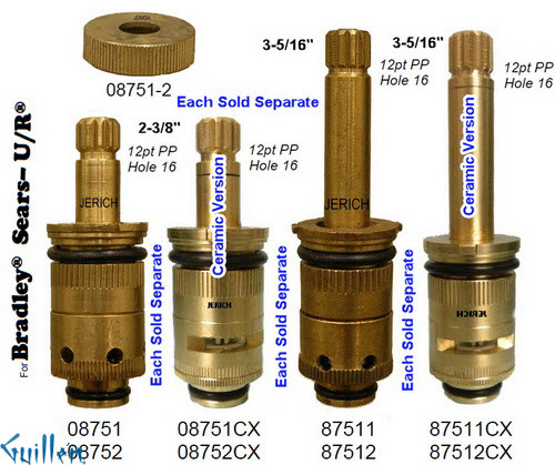 JER 87511CXLF;; __ 3-5/16in 12pt; Hot cwc 1/4 Turn brass cartridge ceramic; in Unfinish