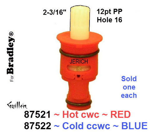 JER 87521;;__ 2-3/16in 12pt; Hot cwc 1/4 Turn plastic cartridge; in Unfinish