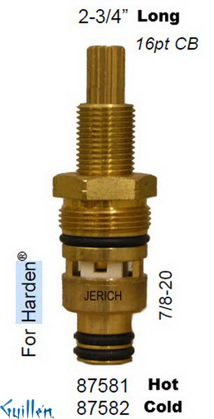 JER 87581LF;; __ 2-3/4in 16pt; Hot cwc 1/4 Turn brass cartridge ceramic; in Unfinish