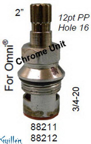 JER 88212LF;; __ 2in 12pt; Cold ccwc 1/4 Turn brass cartridge ceramic; in Chrome
