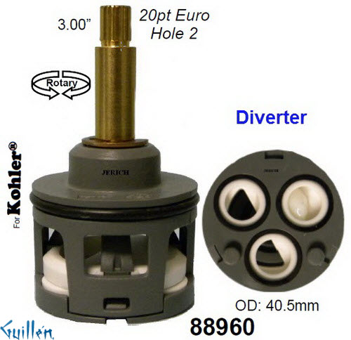 JER 88960;;__ 3in 20pt; Single lever cartridge diverter; in Unfinish   78896