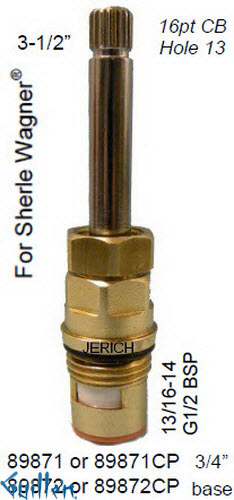 JER 89872CPLF;; __ 3-1/2in 16pt; Cold ccwc 1/4 Turn brass cartridge ceramic; in Unfinish
