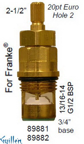 JER 89882LF;; __ 2-1/2in 20pt; Cold ccwc 1/4 Turn brass cartridge ceramic; in Unfinish