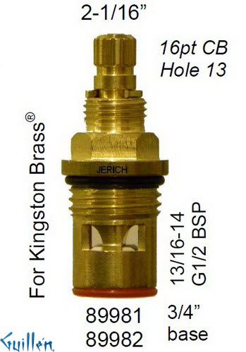 JER 89982LF;; __ 2-1/16in 16pt; Cold ccwc 1/4 Turn brass cartridge ceramic; in Unfinish