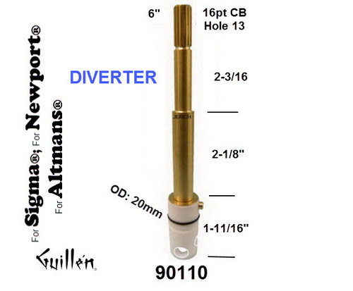 JER 90110;; __ 6in 16pt; diverter cartridge; in Unfinish