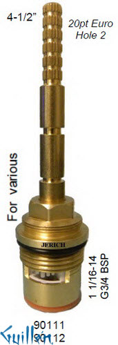 JER 90111;; __ 4-1/2in 20pt; Hot cwc 1/4 Turn brass cartridge ceramic; in Unfinish