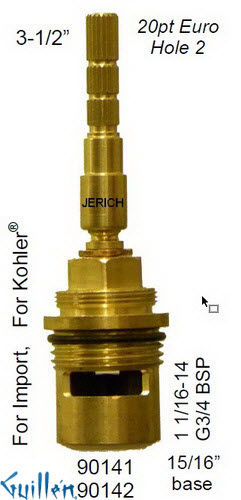 JER 90142;; __ 3-1/2in 20pt; Cold ccwc 1/4 Turn brass cartridge ceramic; in Unfinish