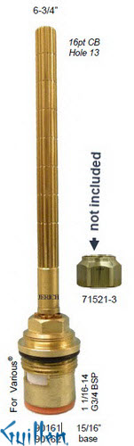 JER 90162;; __ 6-3/4in 16pt; Cold ccwc 1/4 Turn brass cartridge ceramic; in Unfinish