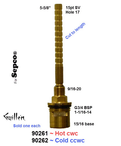 JER 90261;;__ 5-5/8in 15pt; Hot cwc; 1/4 turn brass ceramic cartridge; in Unfinish