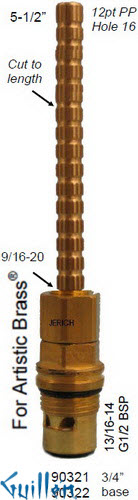 JER 90321LF;; __ 5-1/2in 12pt; Hot cwc 1/4 Turn brass cartridge ceramic; in Unfinish