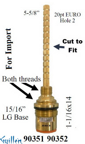 JER 90351;; __ 5-5/8in 20pt; Hot cwc 1/4 Turn brass cartridge ceramic; in Unfinish