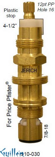 JER 910-030;; __ 4-1/2in 12pt; Hot or Cold ccwc 1/4 Turn brass cartridge ceramic; in Unfinish