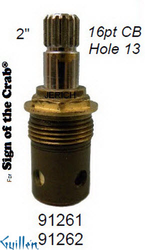 JER 91261LF;; __ 2in 16pt; Hot cwc 1/4 Turn brass cartridge ceramic; in Chrome