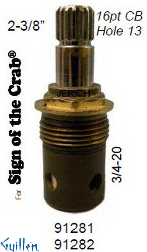 JER 91281LF;; __ 2-3/8in 16pt; Hot cwc 1/4 Turn brass cartridge ceramic; in Chrome