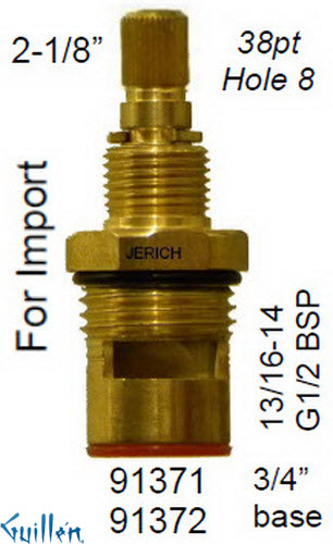 JER 91371LF;; __ 2-1/8in 38pt; Hot cwc 1/4 Turn brass cartridge ceramic; in Unfinish