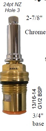 JER 91411CPLF;; __ 2-7/8in 24pt; Hot cwc 1/4 Turn brass cartridge ceramic; in Chrome