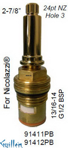 JER 91411PBLF;; __ 2-7/8in 24pt; Hot cwc 1/4 Turn brass cartridge ceramic; in Brass