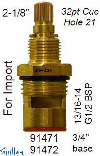 JER 91471LF;; __ 2-1/8in 32pt; Hot cwc 1/4 Turn brass cartridge ceramic; in Unfinish