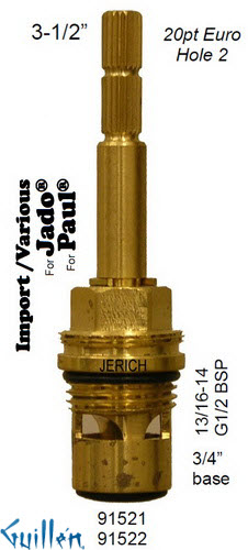 JER 91521LF;; __ 3-1/2in 20pt; Hot cwc 1/4 Turn brass cartridge ceramic; in Unfinish