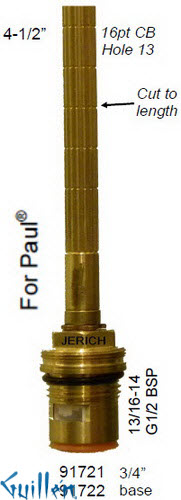 JER 91722LF;; __ 4-1/2in 16pt; Cold ccwc 1/4 Turn brass cartridge ceramic; in Unfinish
