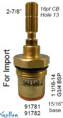 JER 91782;; __ 2~7/816pt; Cold ccwc 1/4 Turn brass cartridge ceramic; in Unfinish