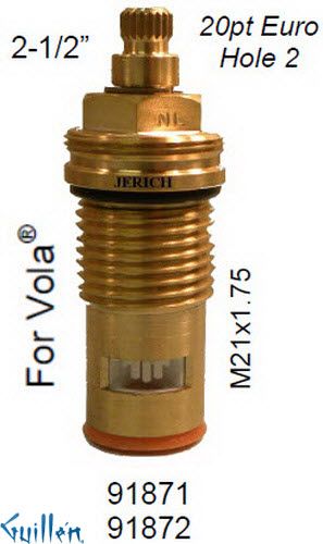 JER 91871LF;; __ 2-1/2in 20pt; Hot cwc 1/4 Turn brass cartridge ceramic; in Unfinish