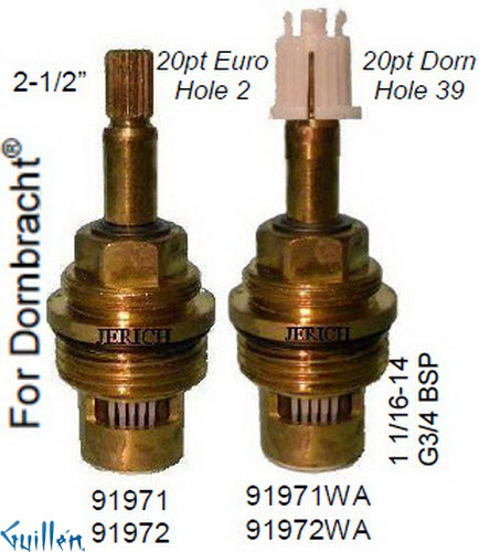JER 91971;; __ 2-1/2in 20pt; Hot cwc 1/4 Turn brass cartridge ceramic; in Unfinish