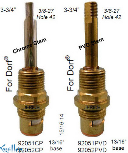JER 92052PVD;; __ 3-3/4in 2 Flats; Cold ccwc 1/4 Turn brass cartridge ceramic; in Polished Brass