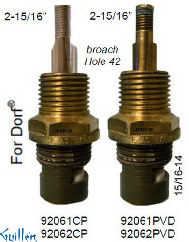 JER 92061CP;; __ 2-15/16in 2 Flats; Hot cwc 1/4 Turn brass cartridge ceramic; in Chrome