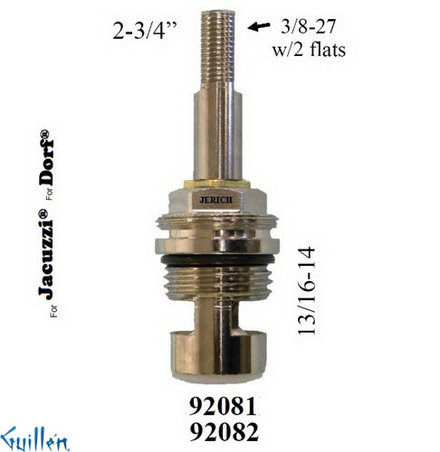 JER 92082LF; __ 2-3/4in 2 Flats; Cold ccwc 1/4 Turn brass cartridge ceramic; in Unfinish