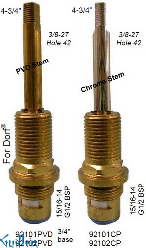 JER 92101PVD;; __ 4-3/4in 2 Flats; Hot cwc 1/4 Turn brass cartridge ceramic; in Polished Brass