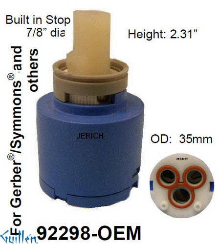 JER 92298-OEM;;__ 2-1/3in SQ; pressure balance catridge; in Unfinish
