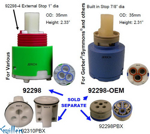 JER 92298;;__ 2-1/3in SQ; pressure balance catridge; in Unfinish