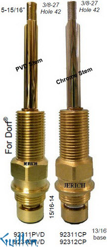 JER 92311PVD;; __ 5-15/16in 2 Flats; Hot cwc 1/4 Turn brass cartridge ceramic; in Polished Brass