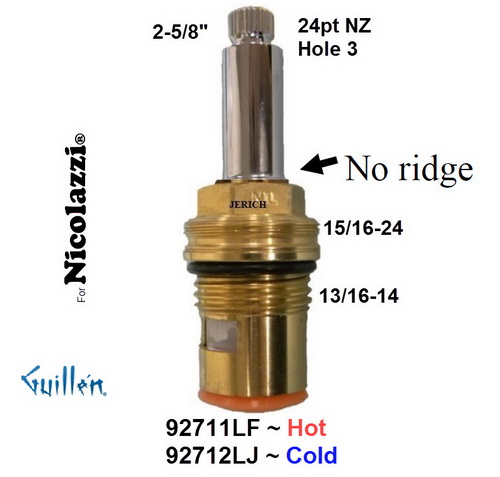 JER 92712LF; __ 2-5/8in 24pt; Cold ccwc 1/4 Turn brass cartridge ceramic; in Unfinish