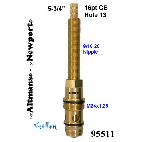 JER 95511;;__ 5-3/4in; 16pt Diverter cartridge; in Unfinish