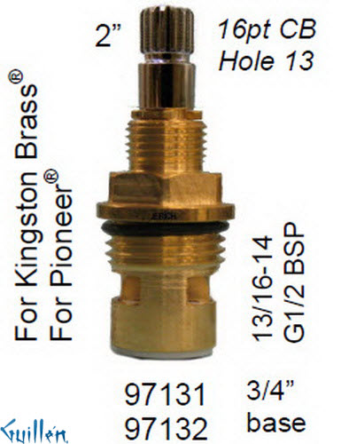 JER 97131LF;; __ 2in 16pt; Hot cwc 1/4 Turn brass cartridge ceramic; in Unfinish
