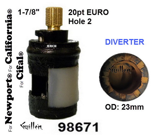 JER 98671;;__ 1-7/8in 20pt; Diverter cartridge; in Unfinish