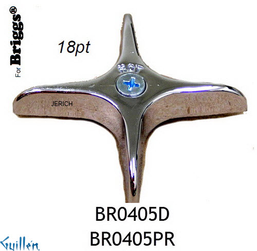 JER BR0405PR;__ 18pt; cross Metal handle pair; in Chrome