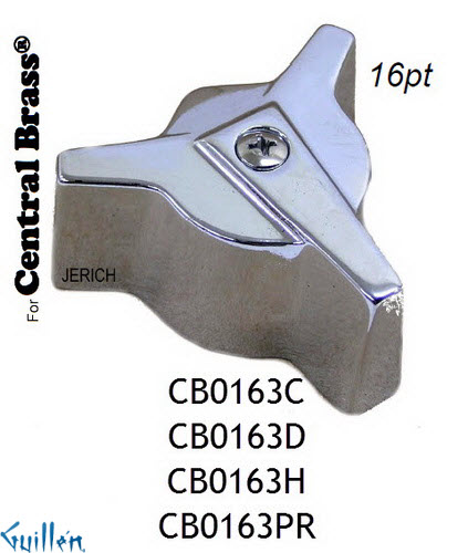 JER CB0163C;__ 16pt; knob w/ 3 prongs Metal handle cold; in Chrome