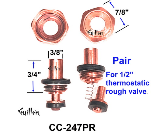 JER CC-247PR;;__ 3/4in; UNK; Thermostatic stop stems for 1/2 valve; in Unfinish; Limited stock