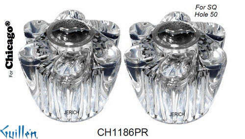 JER CH1186PR;__ SQ; knob Acrylic handle pair; in Chrome