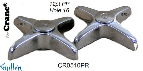 JER CR0510PR;__ 12pt; cross Metal handle pair; in Chrome