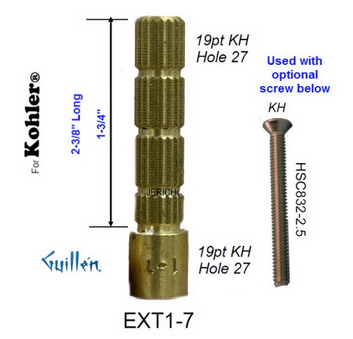 JER EXT1-7; __ 2-3/8in; 19pt x 19pt; Stem extension; in Unfinish