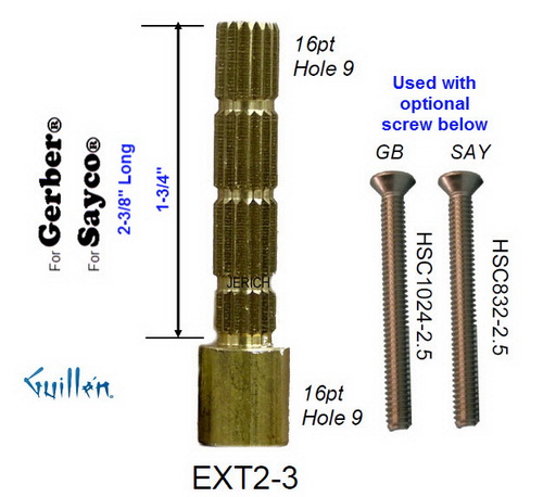 JER EXT2-3; __ 2-3/8in; 16pt x 16pt; Stem extension; in Unfinish