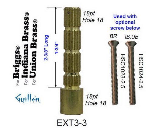 JER EXT3-3; __ 2-3/8in; 18pt x 18pt; Stem extension; in Unfinish