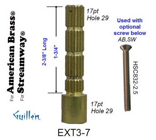 JER EXT3-7; __ 2-3/8in; 17pt x 17pt; Stem extension; in Unfinish
