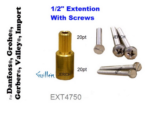 JER EXT4750; __ 1/2in; 20pt x 20pt; Stem extension; in Unfinish