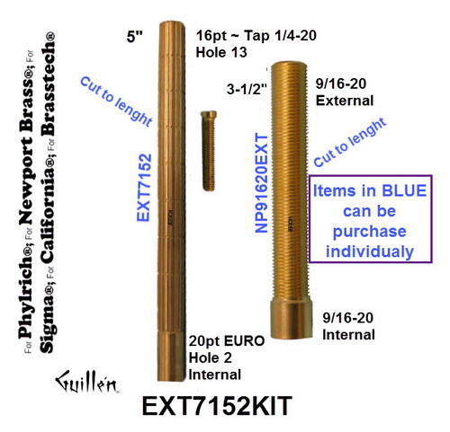 Jerich EXT7152KIT;;__ 5in 20pt x 16pt; Stem Extension kit with screw; in Unfinish